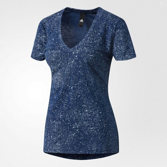 Adidas Flecks Deep V Neck Tee in Blue - Picture 13 of 16